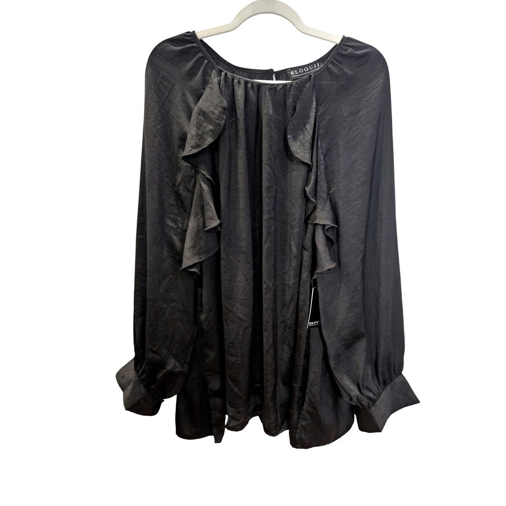 Eloquii Sz 20W Ruffle Front Long Sleeve Top‎ Whimsy Goth #381
